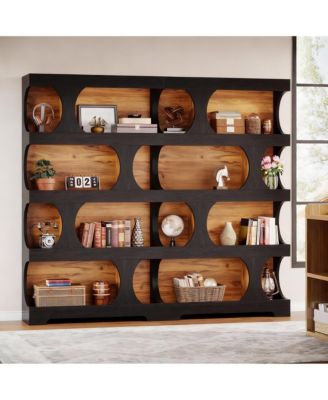4-Shelf Asymmetrical Bookcase with Classic Design for Home Office