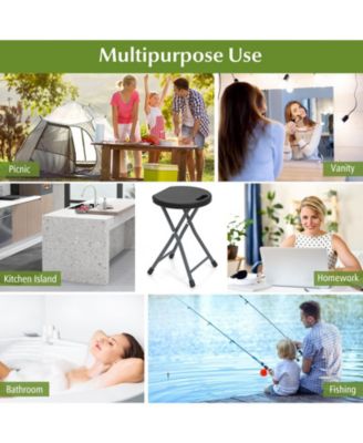 Folding Stool with Built-In Handle for Adults, Portable Seat