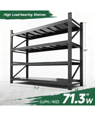 Heavy Duty 71.3" W x 70" H Garage Shelving, 4-Tier, Adjustable, 5000 lbs Capacity