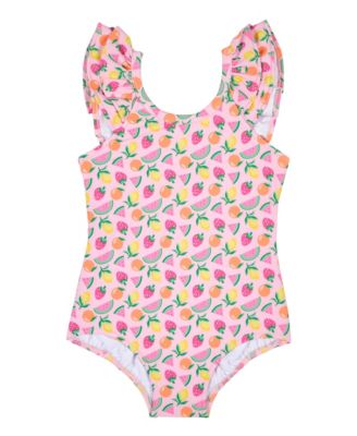 Toddler Girls Fruit Print Ruffled Swimsuit