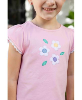 Little Girls Knit Top With Flowers