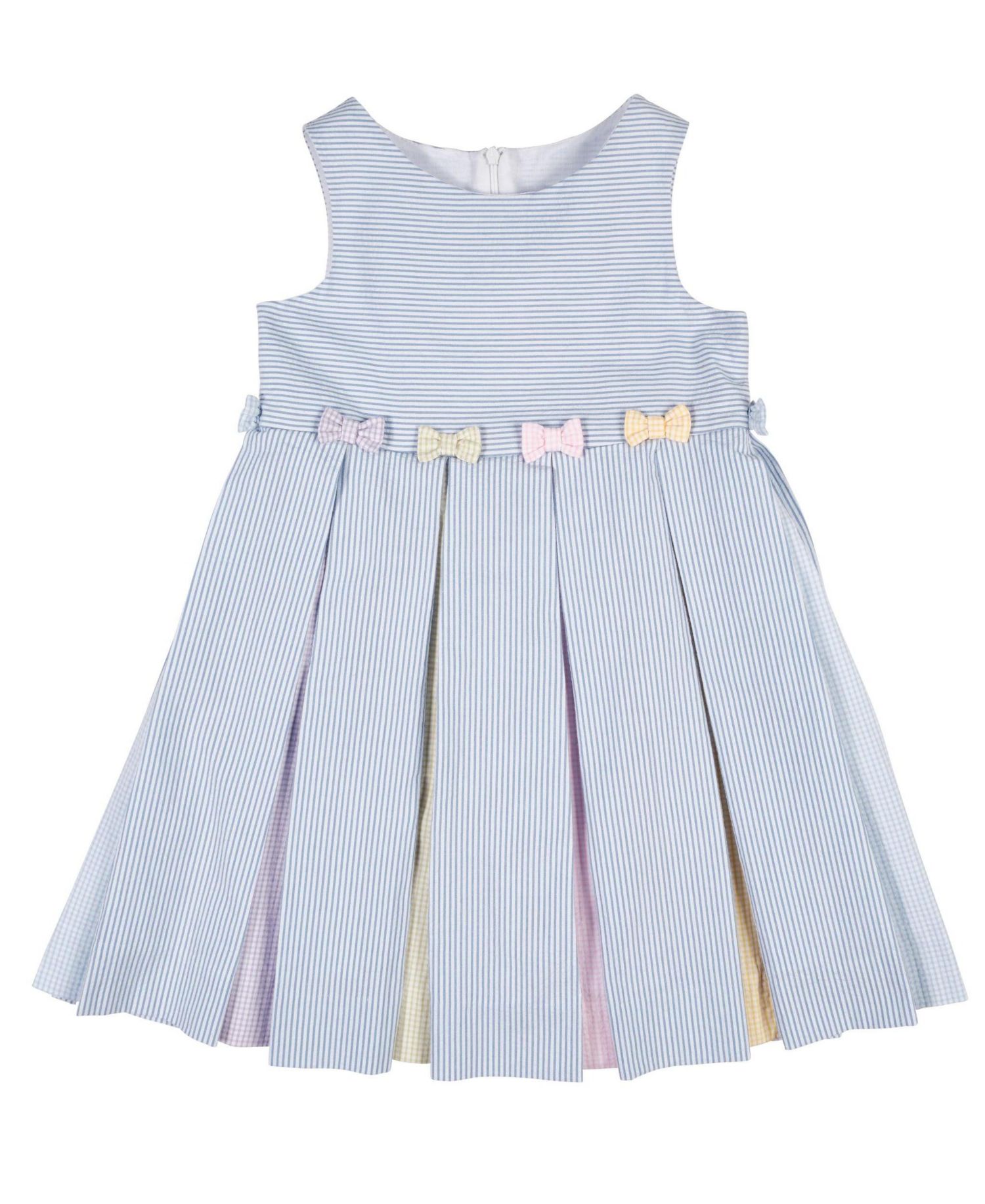 Big Girls Multicolor Seersucker Pleated Dress