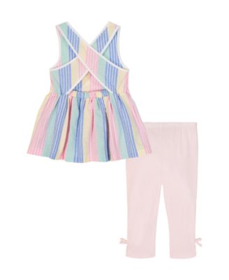 Girls' Toddler 2T-4T Seersucker Tunic Top & Capri Leggings, 2-Piece Set