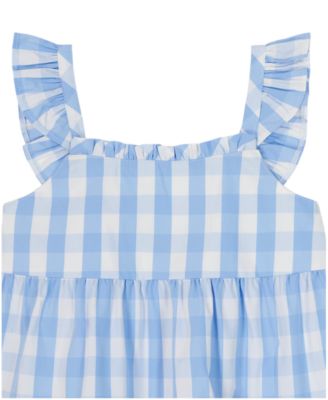 Girls' 4-6X Gingham Flutter Sleeve Tunic & Stretch Twill Shorts, 2-Piece Set
