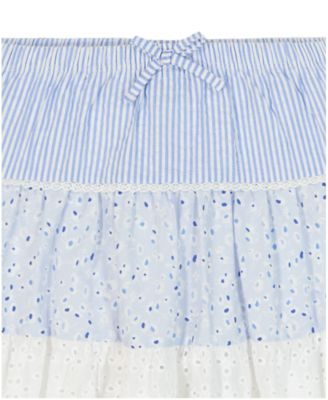 Girls' 4-6X Ribbed T-Shirt & Seersucker Eyelet Skort, 2-Piece Set