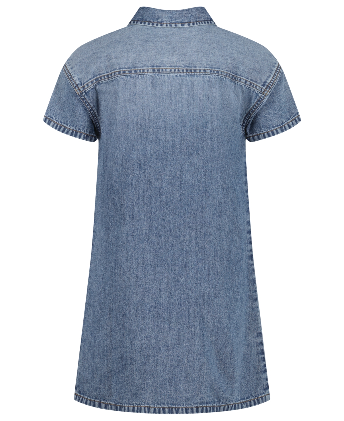 Calvin Klein Girls' 7-16 Short-Sleeve Patch Pocket Denim Shirtdress