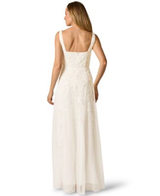 Women's Square Neck Sleeveless Beaded Gown