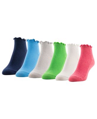 Women's Rib Lettuce Edge Quarter Socks, 6-Pack