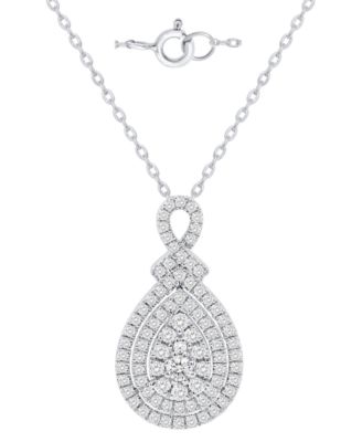 Diamond Pendant Necklace (1 ct. t.w.) Set in Sterling Silver 