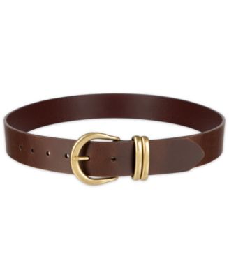 Women's Double Metal Loop Leather Belt