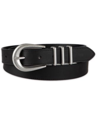 Women's Skinny Triple Metal Loop Leather Belt