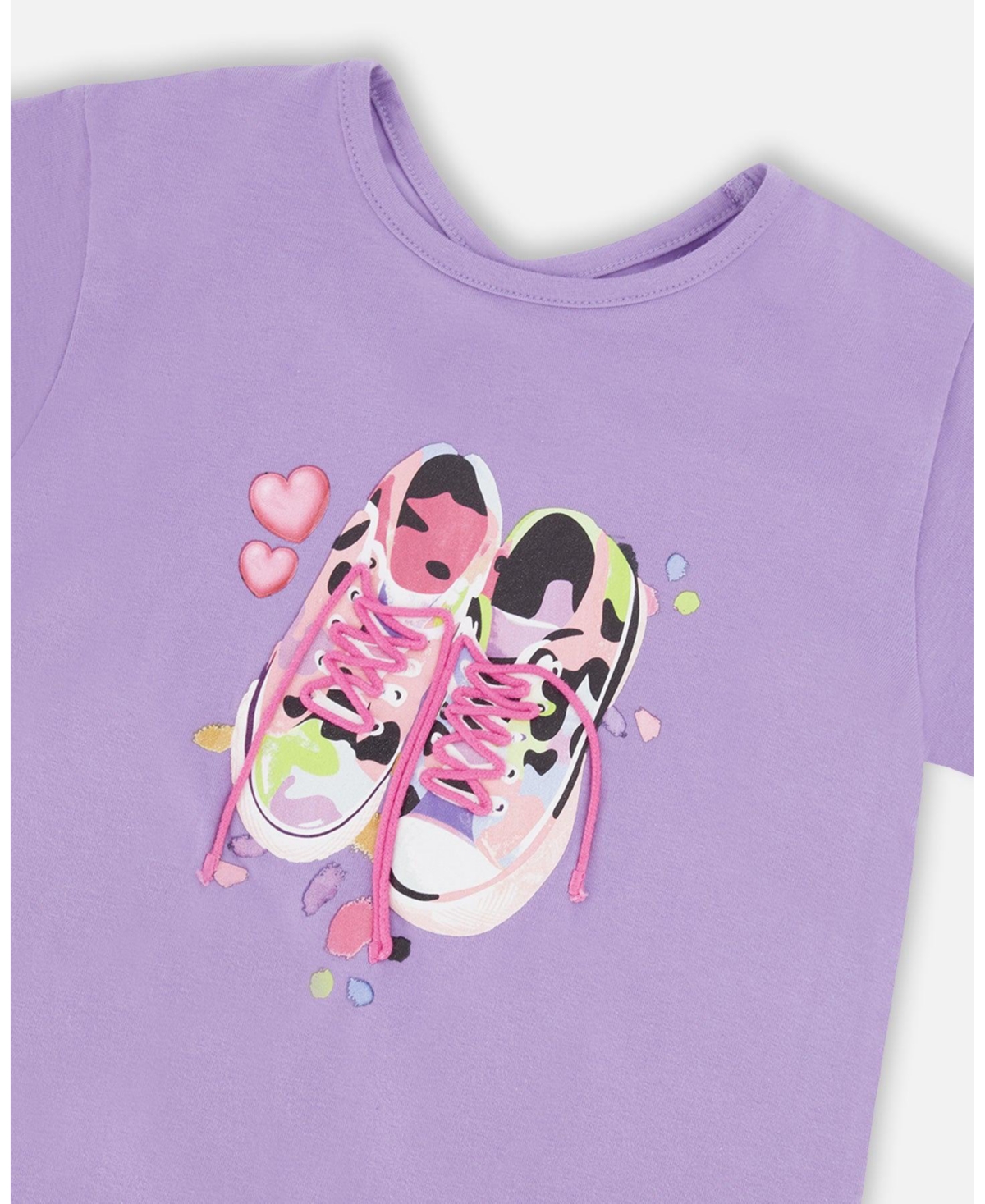 Deux par Toddler Girls Cotton Jersey T-Shirt Mauve with Sneakers