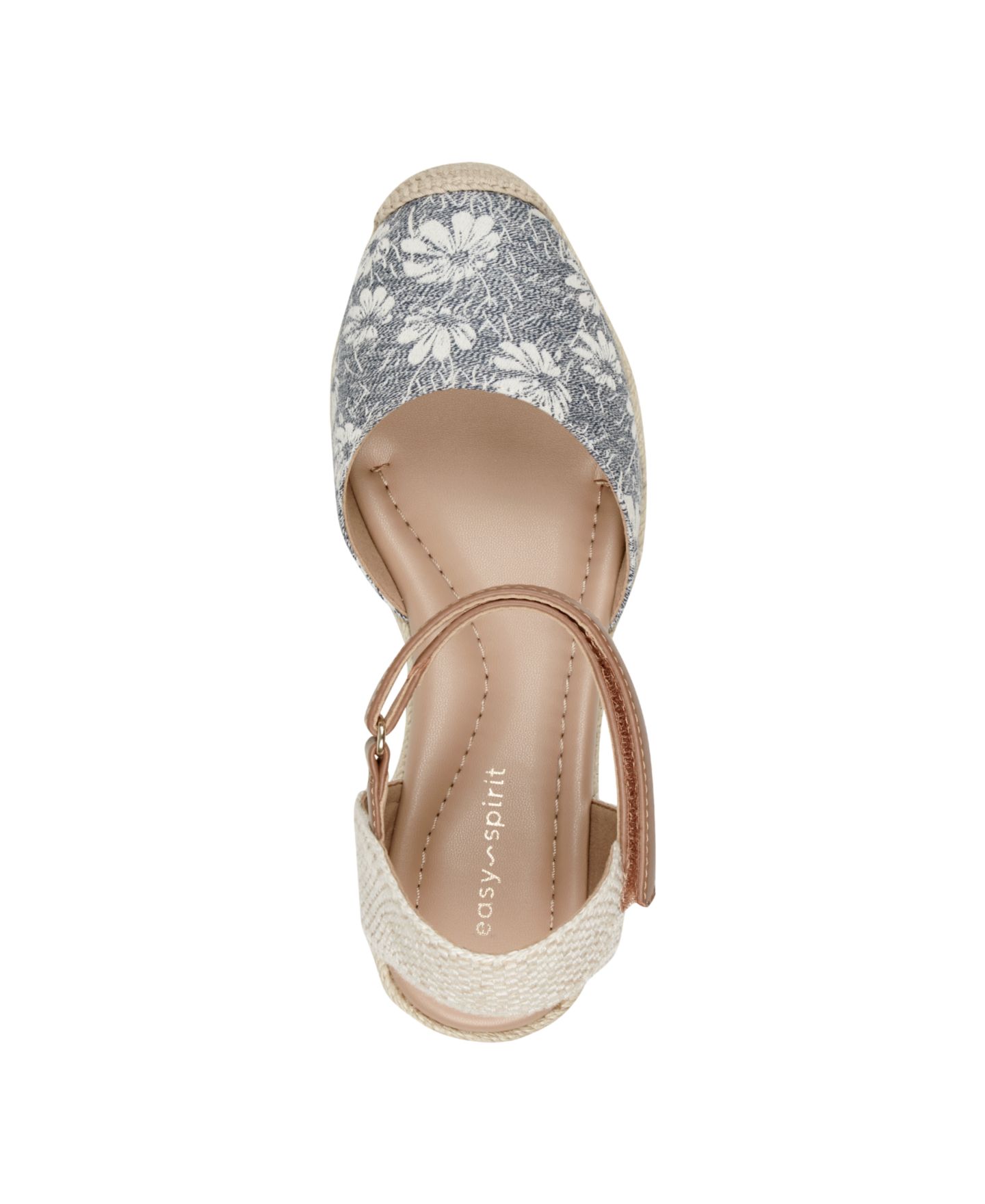 Женские сандалии Easy Spirit Makaylie Closed Toe Espadrille Wedge, цвет: Синий с принтом / Натуральный — фото 4
