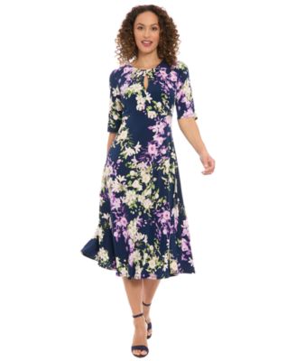 Women's Keyhole Neck Midi Dress