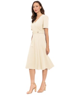 Women's V-Neck Side Tab Midi Dress