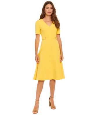 Women's V-Neck Side Tab Midi Dress