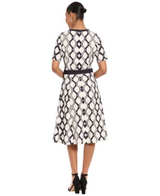 Women's Geometric Print Belted Dress