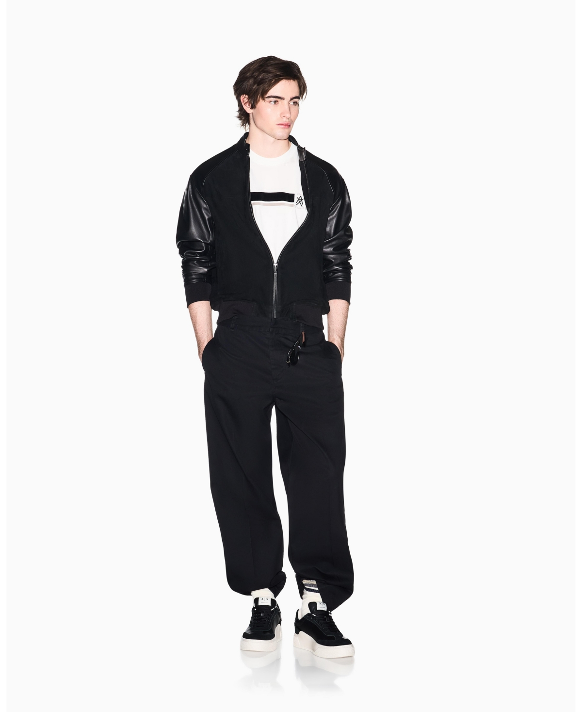 A|X Armani Exchange Men's Short Sleeve Flocked Stripe T-Shirt