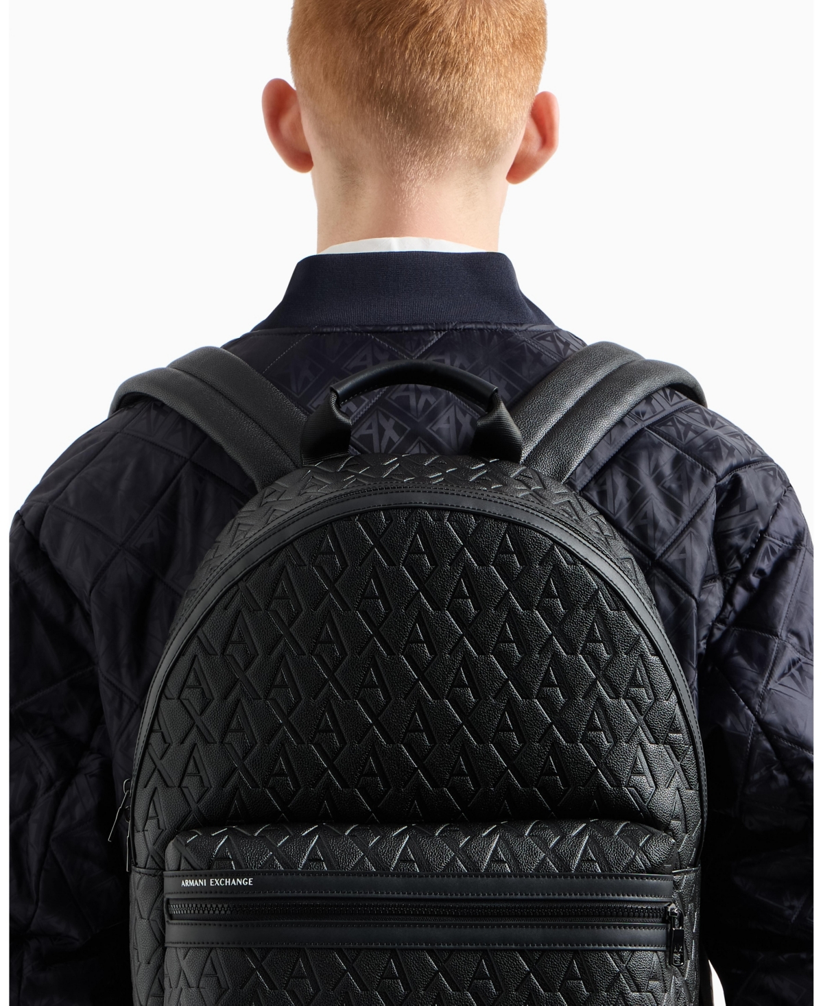 A|X Armani Exchange Men's Tonal All Over Logo Backpack