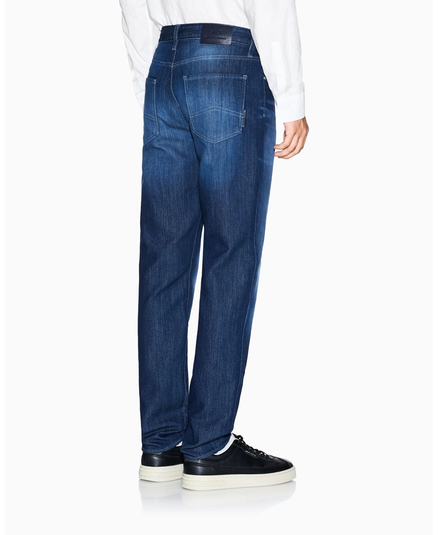 Мужские джинсы A|X Armani Exchange J14 Slim Fleece Stretch Denim Jeans, цвет: Тёмный синий джинсовый — фото 4