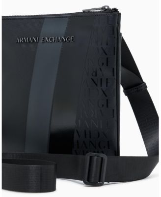 Men's Striped Flat Logo Graphic Details Crossbody Bag