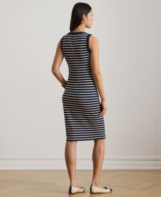 Petite Striped Crewneck Sheath Dress