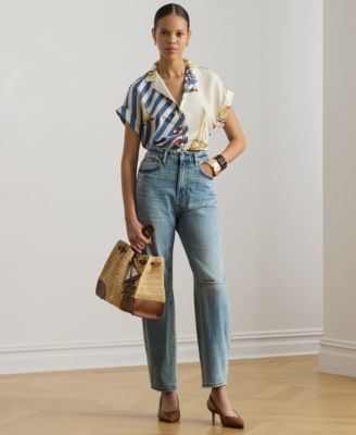 Petite Kahlie Striped Sailboat-Print Shirt