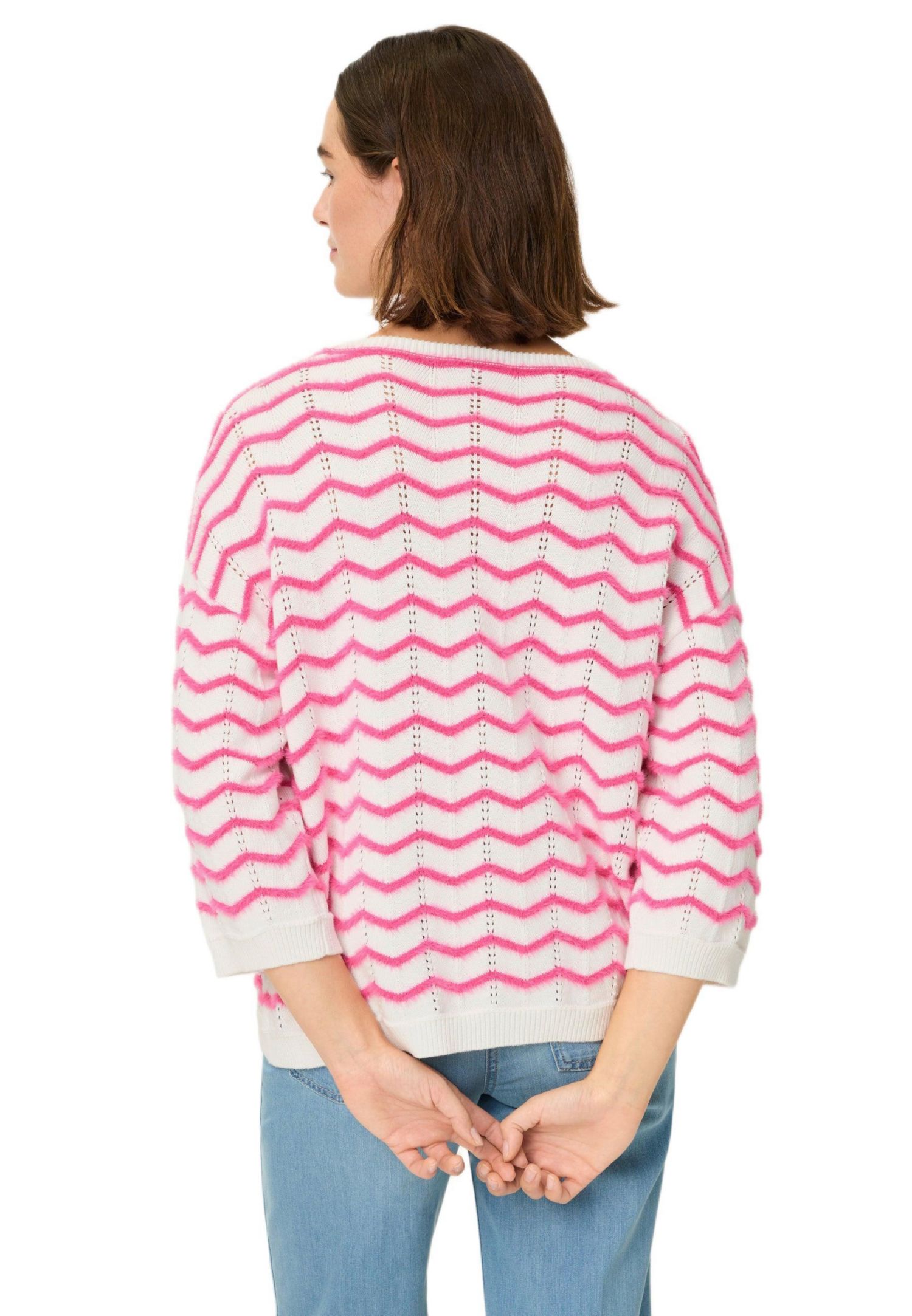 Women's Chevron Eyelash Knit Sweater