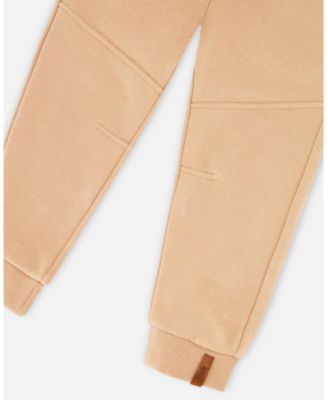 Toddler Boys French Terry Sweatpants with Cross Seams Beige