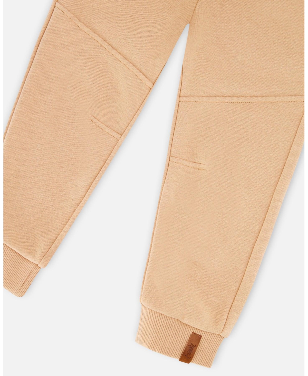 Deux par Toddler Boys French Terry Sweatpants with Cross Seams Beige