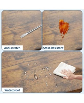 47" Modern Farmhouse TV Stand, 2 Drawers Adjustable Shelves U-Shaped Metal Legs Entertainment Center