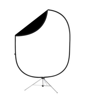 6x7' Reversible Collapsible Backdrop with 8' Aluminum Stand, Black/White