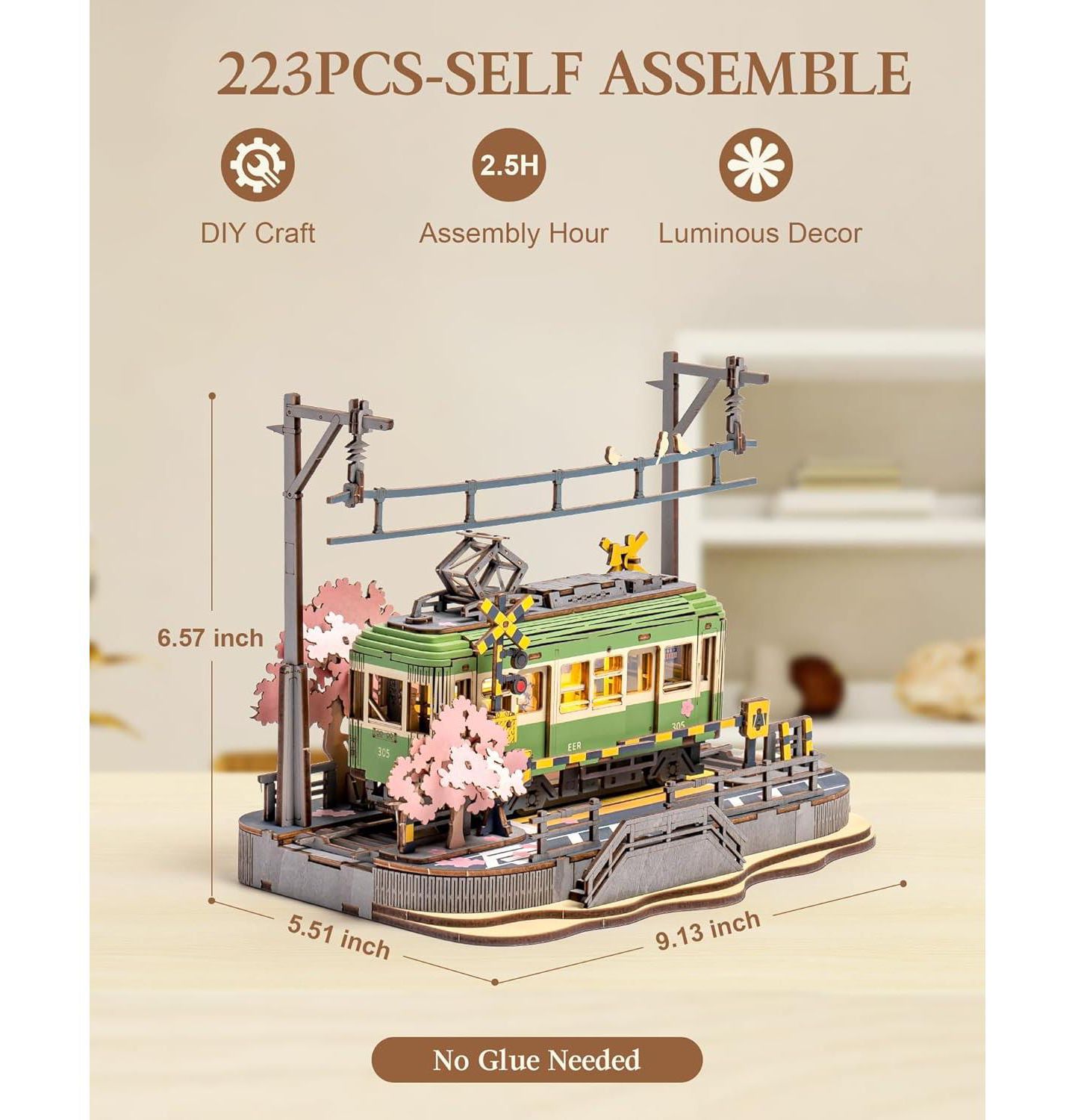 Детский пазл Robotime Sakura Journey 223-Piece 3D Wooden Puzzle, Ages 14+ — фото 3