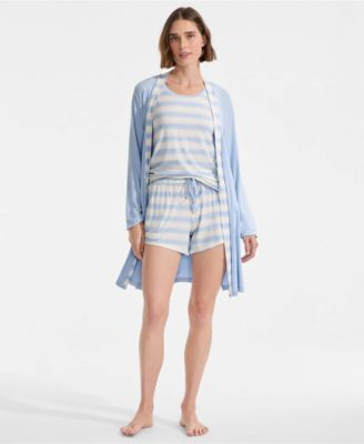 Women's Cooling 3 Piece Pajama Set - Robe Tank and Shorts