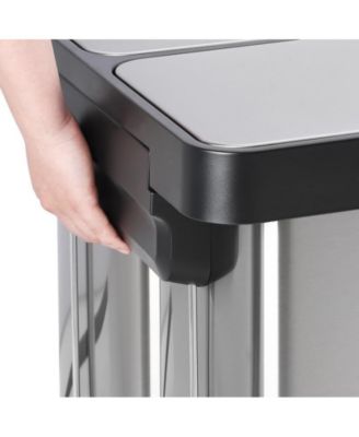 10 Gallon/40L Dual Compartment Trash Can, Fingerprint-Resistant, Soft-Close Lids, Touchless Foot Pedal Garbage Bin for Kitchen, Bathroom