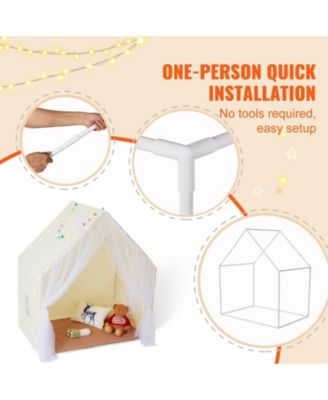 Kids Yurt Play Tent with Mat & Lamp, Indoor Outdoor