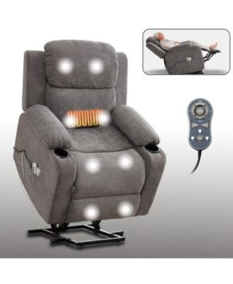Up to 350 LBS Chenille Power Lift Recliner Chair, Heavy Duty Motion Mechanism with 8-Point Vibration Massage and Lumbar Heating