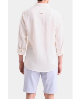 Men's Men Long-Sleeve Linen Shirt Semi-Fitted Silhouette