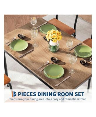  Kitchen Table 5 Piece Dining Table Set For 4 Kitchen Table And Chairs Set for Dining Room, Home Office, Living Room