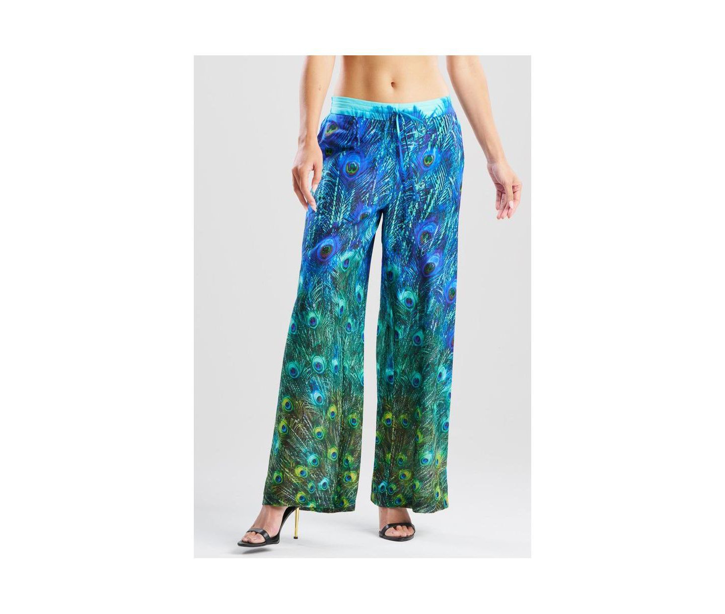 Женские брюки Natori Peacock - Cotton Voile, цвет: Бирюзовый — фото 2