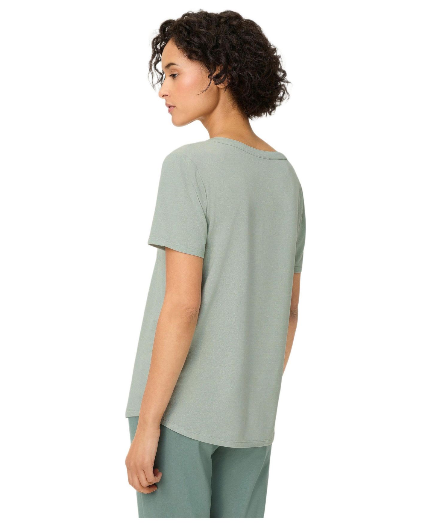 Женская футболка Olsen Shimmer Split Neck, цвет: Зелёный — фото 3