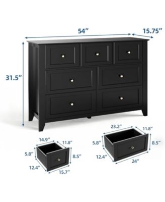 7 Drawers Dresser for Bedroom, 54" W Modern Chest of Drawers for Clothes, Storage Organizer with Deep Drawers for Living Room, Hallway