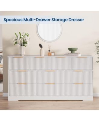 Fluted Dresser for Bedroom with 10 Drawers, 59" Wide Modern Chest of Drawers with Wood Frame , Storage Organizer