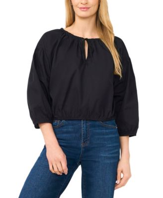 Women's Split Tie Neck Bubble Blouse