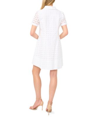 Women's Collared Short-Sleeve Babydoll Mini Dress