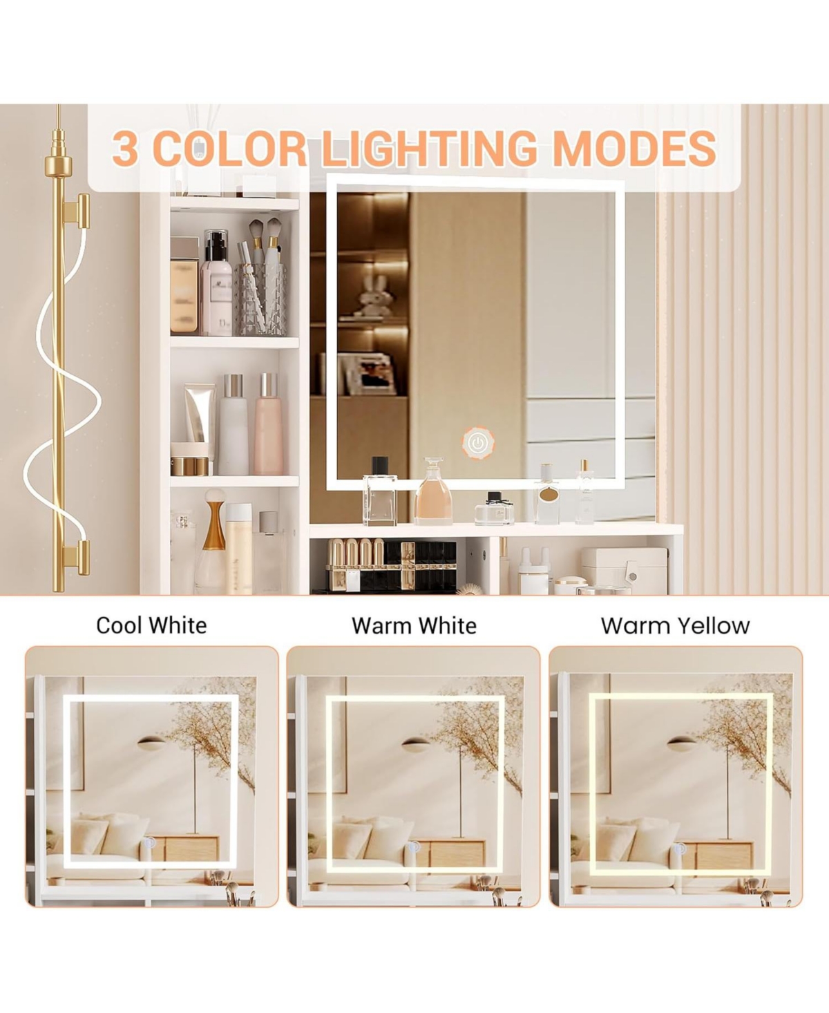 gaomon Makeup Vanity Set with Led Mirror