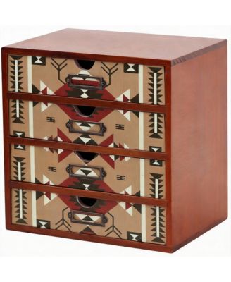 Boho Tribal 4-Drawer Desk Organizer: Stylish Storage for Office, Bedroom, Kitchen