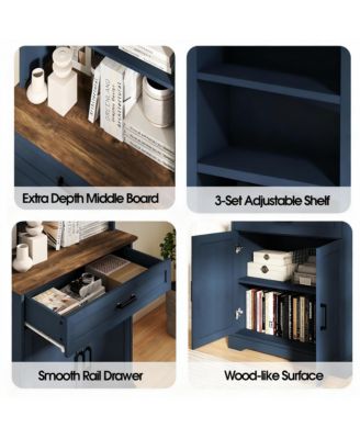 5-Tier Adjustable Storage Bookshelf with Cabinet-Adjustable 72" Tall bookcase for Living Rooms and Offices