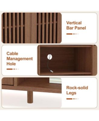 Farmhouse TV Stand for 70-Inch TVs, Entertainment Center with Bookshelves, Storage Cabinet & Adjustable Shelves