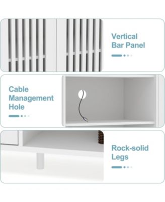 Farmhouse TV Stand for 70-Inch TVs, Entertainment Center with Bookshelves, Storage Cabinet & Adjustable Shelves